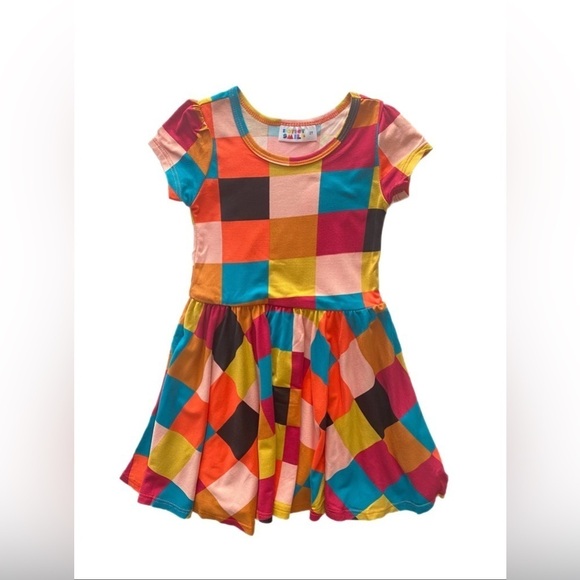 BAG268. NWT DOT DOT SMILE Modern Art Cap Sleeve Dress 3/4 - Picture 2 of 3